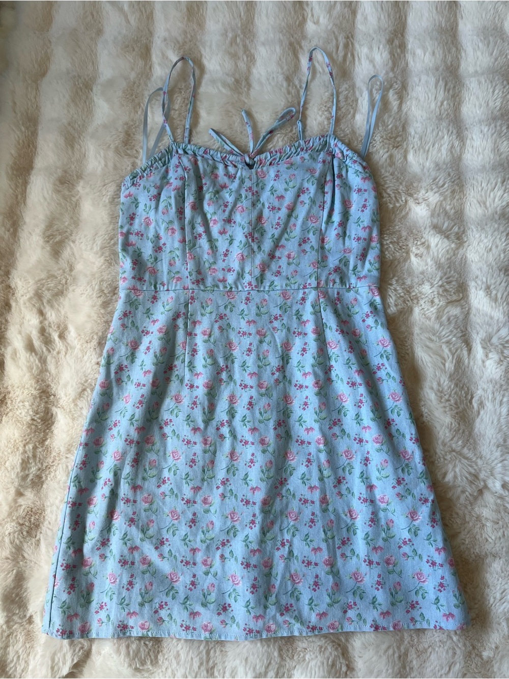 Altar'd State Light Blue Floral Smocked Bodice Dress